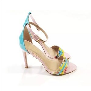 Floral pink blue stiletto heels size 9